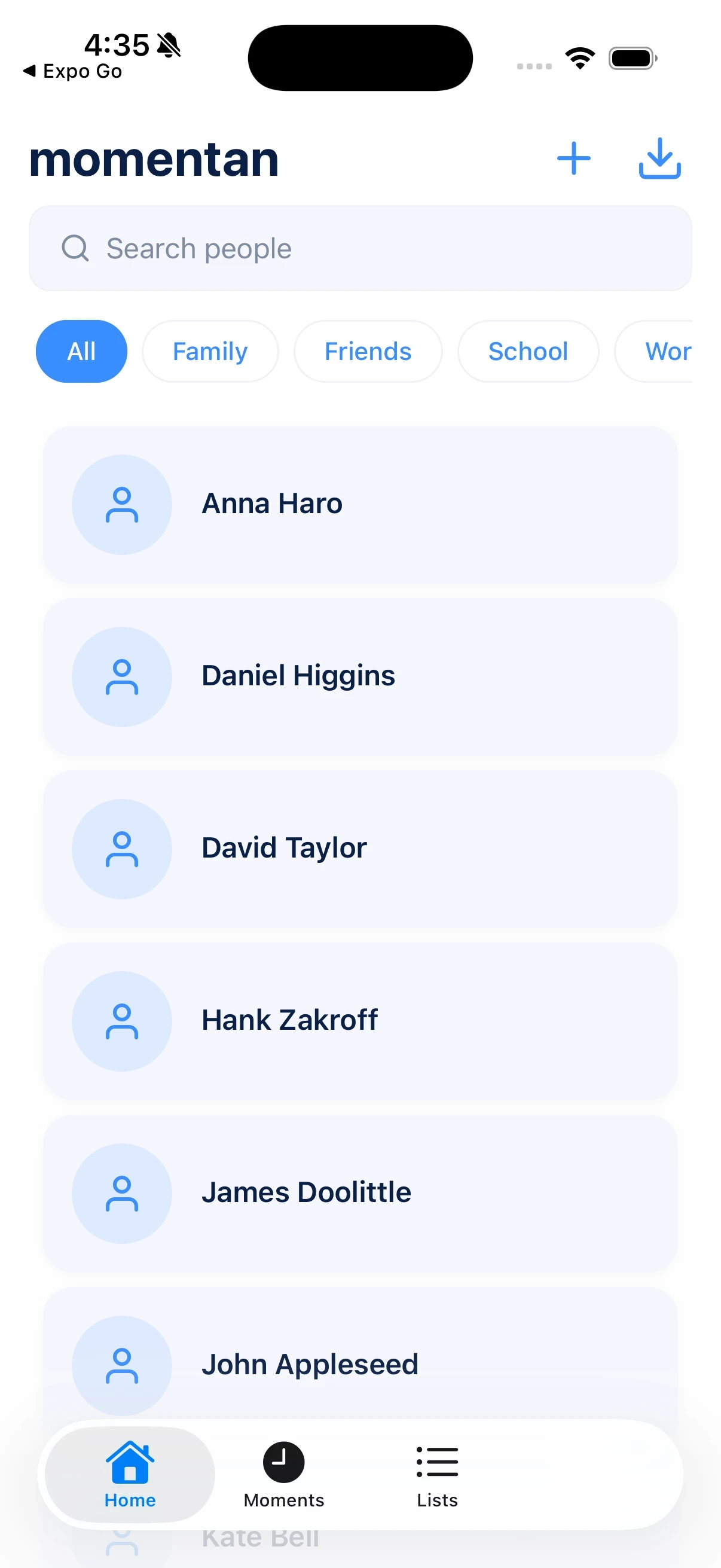 Contacts list